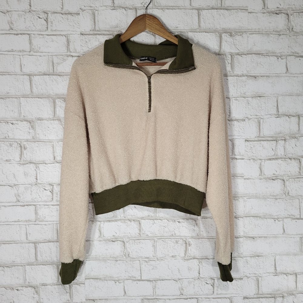 SHEIN cream half zip pullover